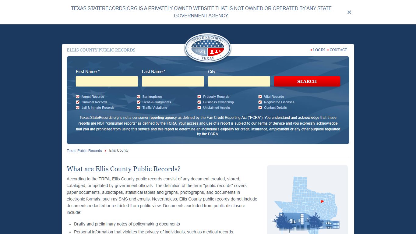 Ellis County Arrest, Court, and Public Records | StateRecords.org